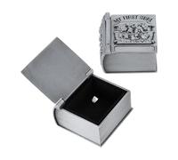 NBEADS 2 Pcs First Curl and Teeth Keepsake Boxes, Book Shape Holder Metal Memory Collection Organizer for Keeping Memory, Antique Silver, 3.95x2.2x3.95cm