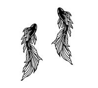 NBEADS 2 Pcs Fish Wall Decorations, Iron Wall Sculpture with Screws Black Metal Art Ornament Koi Fish Goldfish Decorative Wall Hanging Artwork for Living Room Indoor Outdoor Home