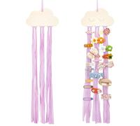 NBEADS 2 Pcs Hair Bow Holder, 76x18cm Wooden Hair Clip Hanging Holder Cloud Hairpin Storage Organizer with Rope Bohemian Clips Organizer for Storage or Decoration, Lilac
