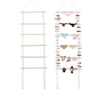 NBEADS 2 Pcs Hanging Hair Clip Holder, Macrame Hair Claw Clip Organizer Boho Hanging Headband Storage for Home Room Wall Door Closet, 131x35cm