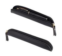 NBEADS 2 Pcs Leather Zipper Pen Pouch, Black Single Pen Case Fountain Pen Sleeve Holder Pouch Cover Vintage for Men Women Businessmen and Artists Home Work Office, 19.7x2.7x2.6cm