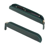 NBEADS 2 Pcs Leather Zipper Pen Pouch, Dark Slate Gray Single Pen Case Fountain Pen Sleeve Holder Pouch Cover Vintage for Men Women Businessmen and Artists Home Work Office, 19.7x2.7x2.6cm