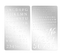 NBEADS 2 Pcs Metal Engraving Stencils, 304 Stainless Steel Number Letter Template Journal Stencils for Engraving Pyrography Metal Wood Burning Glass Lettering Journaling DIY Drawing
