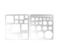 NBEADS 2 Pcs Metal Square Circle Stencils, 304 Stainless Steel Square Round Template Journal Stencils for DIY Scrapbooking, Lapidary, Cabochons, Geometric Ruler, Jewelry