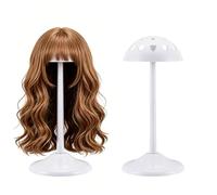 NBEADS 2 Pcs Removable Portable Wig Holder, Plastic No-Slip Wigs Head Stand for Display, Storage, Styling, Travel Wigs Holder Stand, White, 6x6x34cm