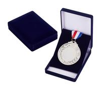 NBEADS 2 Pcs Single Medal Display Storage Box, Challenge Coin Presentation Display Box Velvet Medal Case Award Display Box for Runners Sport Winners Award, Midnight Blue, 12.4x9x3.1cm
