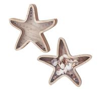 NBEADS 2 Pcs Starfish Shape Seashell Display Box, 18.5x20.4x2.1cm Wooden Shell Holder with Acrylic Panel, for Mini Shells Sea Glass Shark Tooth Home Decor