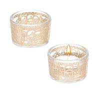 NBEADS 2 Pcs Tea Light Candle Holders for Shabbat, Alloy Glass Votive Candle Holder Shabbos Candlestick Holders Table Centerpieces for Home Christmas Party Hanukkah Gifts, 5x3cm