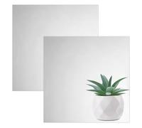 NBEADS 2 Pcs Two Way Mirror Glass, 20x20cm Acrylic Infinity See Through Mirror Sheet for Makeup DIY Magic Project Art Display, Square, Silver