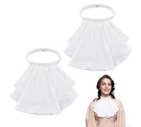 NBEADS 2 Pcs White Ruffle Jabot Collar, Detachable Pleated Lotus Leaf Collar for Pirate Cosplay, Victorian Historical Role Play and Renaissance Fair Accessories, 12x19inch