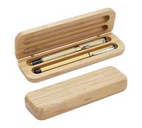 NBEADS 2 Pcs Wooden Pen Gift Boxes, Bamboo Single Pen Storage Case Rectangle Burlywood Pencil Presentation Display Case Empty Pen Gift Box for Business Birthday Office Supplies, 17.2x5.5x2.4cm