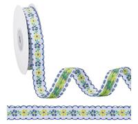 NBEADS 2 Rolls 20 Yards/18.28m Vintage Floral Jacquard Ribbon Trim, 1.6cm Wide Embroidered Woven Polyester Ribbon, or Sewing DIY Crafting Clothing Home Decor Gift Wrapping, Deep Sky Blue