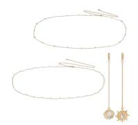 NBEADS 2 Sets 2 Styles Waist Chain Bikini Charm Set, Body Chains Jewelry Brass Waist Belly Chains with Sun Shell Shape Pendants for Summer Beach, Golden
