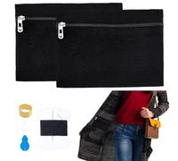 NBEADS 2 Sets Sew-in Side Pocket with Zipper, Zipper Coat Inside Pocket kit with Sewing Thread and Needles Travel Security Pocket Hidden Wallet for Jacket Hoodie Sweatshirt, 16x22x0.4cm, Black