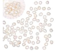 NBEADS 2 Strands about 124 Pcs 4~5 mm Natural Culd Freshwater Pearl Beads, Two Sides Polished White Freshwater Pearl Loose Freshwater Pearl Charms Beads For Craft Jewelry Making, Creamy White