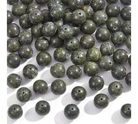 NBEADS 2 Strands About 72 Pcs Natural Serpentine Stone Beads, 10mm Green Jade Beads Round Gemstone Loose Spacer Beads Charms for DIY Crafts Necklace Bracelet Jewelry Making Yoga Meditation