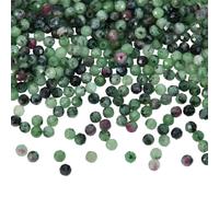 NBEADS 2 Strands Natural in Zoisite Beads, 2mm Faceted Round Stone Beads, 363pcs, Green, Perfect for DIY Crafts Necklace Bracelet Jewelry Making