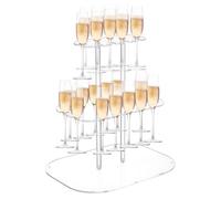 NBEADS 2-Tier Champagne Display Holder Stand, Acrylic Drink Rack with 24 Slots Stemware Champagne Glasses Display Rack Cocktail Tree Stand for Bars Weddings, Christmas, Birthday Parties, 40x30x40cm
