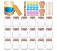 NBEADS 20 Pack Glass Candle Jars for Making Candles, Clear Candle Containers with Lids and Candle Wick Twine Label and Wax Core Holder Kit for Homemade Scented Spice Party Guest Gift