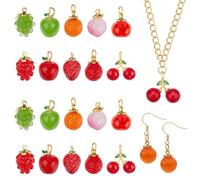 NBEADS 20 Pcs 10 Styles Glass Fruit Beads, Handmade Lampwork Fruit Beads Glass Loose Beads Pendants for DIY Jewelry Making