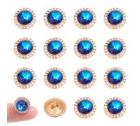 NBEADS 20 Pcs Shank Buttons, Alloy Rhinestone Buttons Crystal Sew On Buttons for Sewing Shirts Dress Coat Sweater, 1.2x0.85cm, Medium Blue