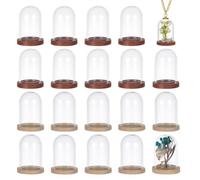 NBEADS 20 Sets Mini Eternal Flower Glass Dome Cloche, Clear Glass Dome Cover with 2 Colors Wooden Base Decorative Bell Jar for Wedding Decor Plant Specimens Crafts Favors, 3.6×3.1cm