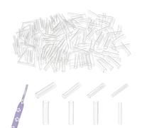 NBEADS 200 Pcs 4 Sizes Plastic Shoelaces Tips, Heat Shrink Shoelace Sneaker Shoe Lace Shortening Repair Aglet Tips, Clear, 3.0×3.1×0.45×0.65 Inch