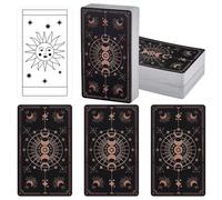 NBEADS 200 Pcs Blank Tarot Cards with Design on Back, Blank Oracle Tarot Cards to Write On DIY with Celestial Gold Foil Design and 2 Pcs Containers for Beginner DIY Projects, 69-70x118-120mm