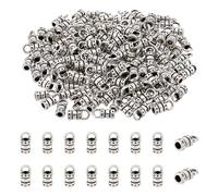 NBEADS 200 Pcs Tibetan Style Cord Ends, Antique Silver Metal Leather Ends Caps Barrel End Caps Tassel End Caps for DIY Bracelet Kumihimo Jewelry Making