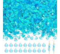 NBEADS 2000Pcs Seashell Sequins, 220G Resin Shell Loose Sequins with 2 Holes Iridescent UV Plating Resin Charms for Sewing Embellishment Craft, Deep Sky Blue