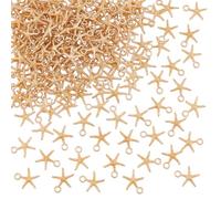 NBEADS 200Pcs Golden Charm, Starfish Seashell Shape Alloy Pendants Women's Bikini Charms Ocean Style Pendants Beads, 0.53×0.47×0.12inches, Metal, No Gemstone