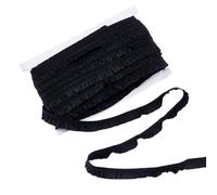 NBEADS 21.87 Yards Black Elastic Nylon Lace Trim, Stretch Ruffle Ribbon, Ruffled Elastic, Tulle Trim with Scallop Edge for Wedding Decoration