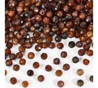 NBEADS 224Pcs Natural Tiger Eye Beads, 3.5mm Faceted Round Loose Beads Gemstone Spacer Beads for DIY Crafts Necklace Bracelet Jewelry Making, Hole: 0.6mm