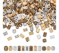 NBEADS 225 Pcs 15 Styles Metal Spacer Beads, Tibetan Antique Beads Metal European Loose Beads Large Hole Loose Beads for Bracelet Necklace Jewelry Marking, Hole: 2-3mm