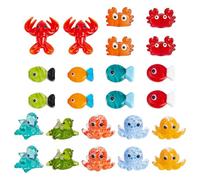 NBEADS 24 Pcs 12 Styles Ocean Animals Lampwork Beads, Mixed Color Cartoon Sea Creatures Glass Beads Sea Fish Crab Lobster Octopus Turtle Spacer Bead for DIY Bracelet Necklace Earring Jewelry Making