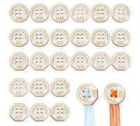 NBEADS 24 Pcs 2 Styles Wood Month Buttons, 4-Hole Temperature Blanket Planner Hexagon Temperature Blanket Markers for Crochet Knitting Planner, DIY Craft Decor Hole: 3mm