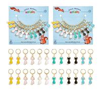 NBEADS 24 Pcs 6 Colors Cat Stitch Markers, Cute Cat Enamel Alloy Crochet Stitch Marker Charms Removable Locking Stitch Marker for Knitting Weaving Sewing Accessories Jewelry Making