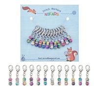 NBEADS 24 Pcs Acrylic Beaded Crochet Stitch Marker Charms with Removable Lobster Clasp Locking for Knitting, Weaving, Sewing, Quilting, Handmade Jewelry
