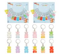 NBEADS 24 Pcs Resin Bear Stitch Markers, Crochet Stitch Marker Charms Removable Leverback Hook Locking Stitch Marker for Knitting Weaving Sewing Jewelry Making