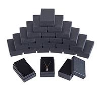 NBEADS 24 Pcs Small Jewellery Gift Box, 8.1x5.1x2.7cm Square Paper Boxes Set Gift Boxes with Sponge Mat for Bracelet Necklace Earring Pendants Jewelry, Black Texture