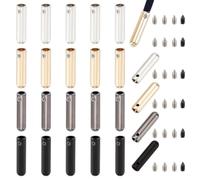 NBEADS 24 Sets Shoelace Screw, 4 Colors Alloy Shoelace Head and Cords End Metal Aglet Replacement Tips for DIY Repairing and Design Making, Round Head