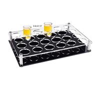 NBEADS 24 Shot Glass Tray Holder, Acrylic Shot Glasses & Wine Glass Cup Serving Tray Organizer, Display Bar Accessories for Party & Club, Hole: 3.8cm