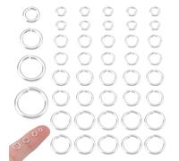 NBEADS 240 Pcs 4 Sizes 925 Sterling Silver Open Jump Rings, 3/4/5/6mm Assorted Size Jewelry Connector Ring Circle Clasp Jewelry Repair Kits for Crafts and Keychain Rings Supplies
