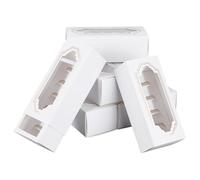 NBEADS 24Pcs Macaron Drawer Boxes, 15.5x6.5x5cm Pastry Cardboard Dessert Box With Window Cardboard Packaging Boxes Bakery Pastry Boxes for Biscuits Desserts Donut Cupcakes, White
