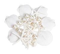 NBEADS 25 Pcs Large Starfish and Scallop Shells, Natural Beach Sea Shells for Crafting with 10Pcs Imitated Pearl Acrylic Beads for White Christmas Decor Beach Party Wedding Ornament DIY Crafts