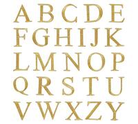 NBEADS 26 Pcs Embroidery Letter Patch, Embroidery Lace Patch Desorative Sew on Applique Metallic Applique for Craft Dress Decoration Repair Clothing Backpack, Gold