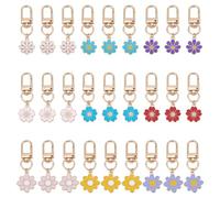 NBEADS 27 Pcs 9 Styles Daisy Flower Keychain, 5.2-5.6cm Flower Alloy Enamel Pendant Handbag Key Chain Bulk for Handbag Cell Phone Decoration Wallet Pendant