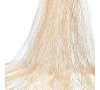 NBEADS 2m/2.19 Yards Sequin Fabric by The Yard, 1.72m/1.88 Yards Wide Sparkly Glitter Material Polyester Mesh Lace Fabric for Sewing Wedding Dress Tablecloth Party Decorative, Gold