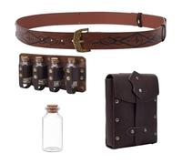NBEADS 2Pcs 2 Styles Medieval Alchemy PU Leather Belt Bag with 4 Cork Fantasy Wizard Waist Pouch Potion Vials Viking Rivet Belt Side Pouch for LARP and Ren Faire Cosplay Halloween