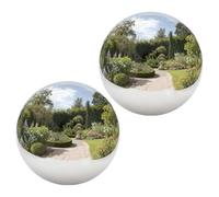 NBEADS 2Pcs 95mm Stainless Steel Hollow Ball, Smooth Gazing Mirror Ball Garden Mirror Globe for Home Outdoor Pond Housewarming Swimming Pool Decoration